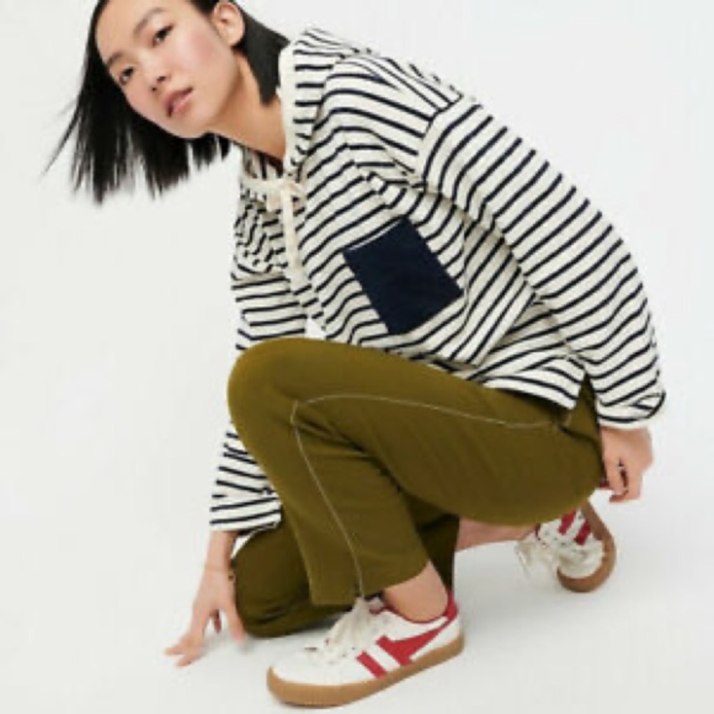 NWT JCrew $89 Patch Pocket Striped Hoodie AH664